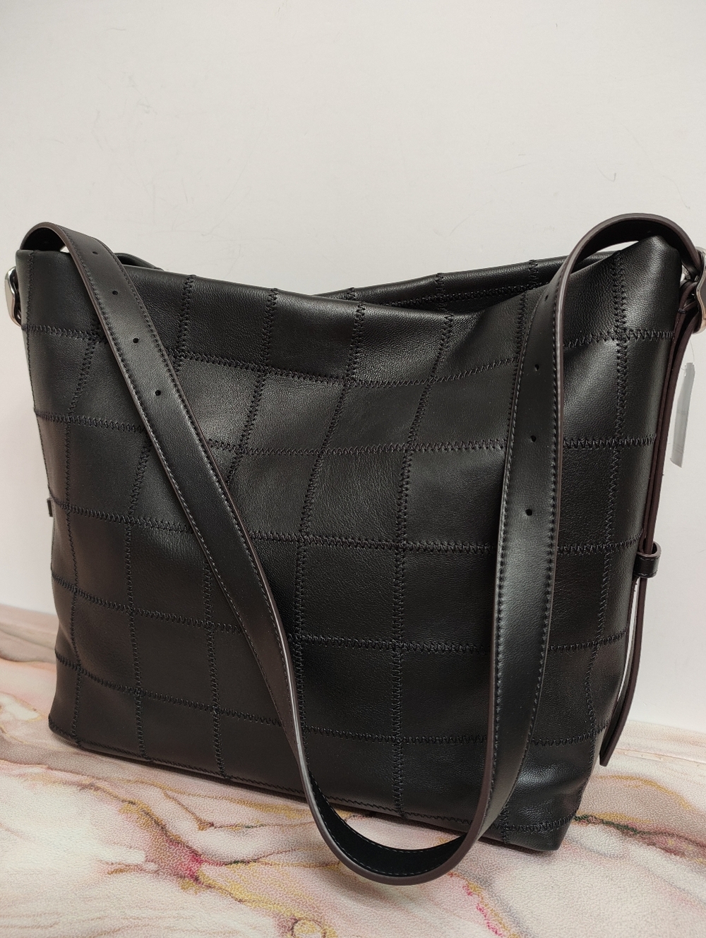 NWT Coach CX220 Alter/Ego Hobo Bag In Checkerboard Upcrafted Leather Black